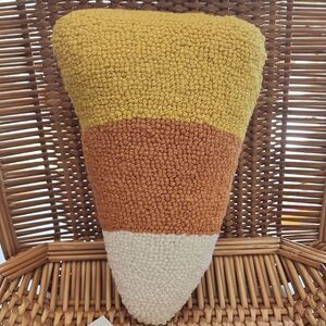 Candy Corn Pillow Wool with Crushed Velvet Backing NWT